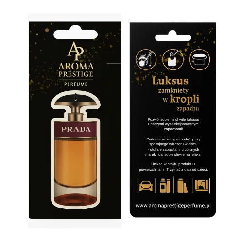 Zawieszka zapachowa inspirowana Prada Candy – zamiennik Aroma Prestige Perfume – nuty karmelu i wanilii – zapach do samochodu