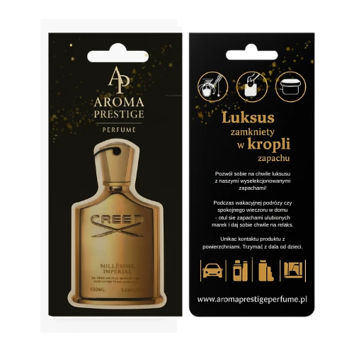 Zawieszka zapachowa inspirowana Creed Millésime Impérial – zamiennik Aroma Prestige Perfume – nuty soli morskiej i cytrusów – zapach do samochodu