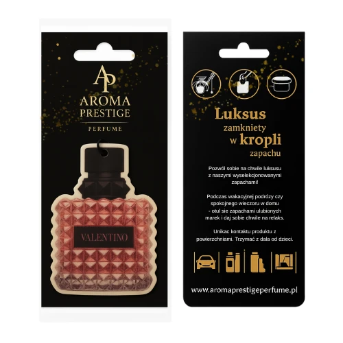 Zawieszka zapachowa inspirowana Valentino Born in Roma – zamiennik Aroma Prestige Perfume – nuty czarnej porzeczki i jaśminu – zapach do samochodu