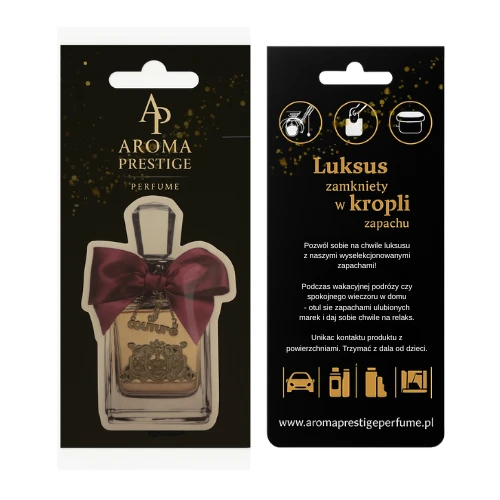 Zawieszka zapachowa inspirowana Juicy Couture Viva La Juicy – zamiennik Aroma Prestige Perfume – nuty karmelu i gardenii – zapach do samochodu