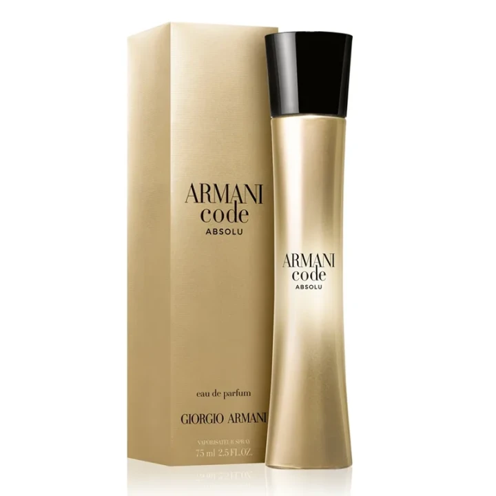 „Giorgio Armani Code Absolu Femme – oryginalne perfumy damskie w złoto-czarnym flakonie – zdjęcie produktu