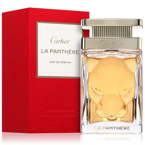 Cartier La Panthère – oryginalne perfumy damskie w złoto-przejrzystym geometrycznym flakonie – zdjęcie produktu
