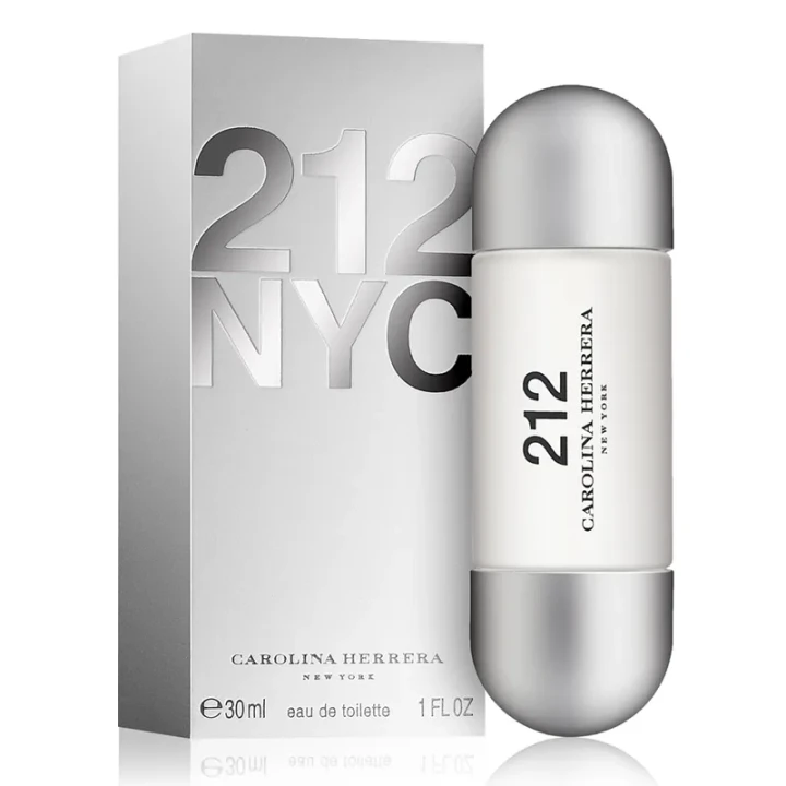 Carolina Herrera 212 – oryginalne perfumy damskie w srebrnym cylindrycznym flakonie – zdjęcie produktu
