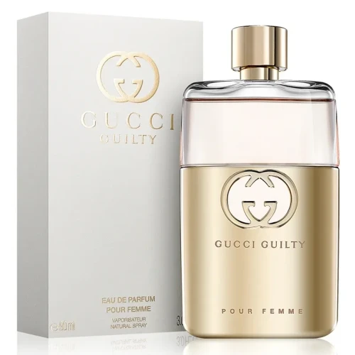 Gucci Guilty – oryginalne perfumy damskie w złoto-czarnym eleganckim flakonie – zdjęcie produktu