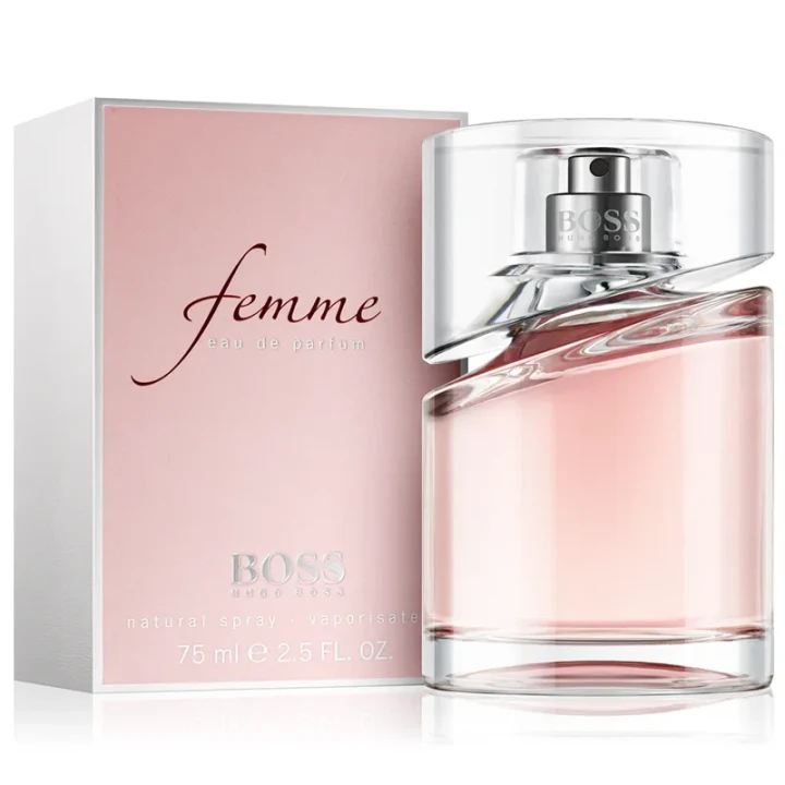 Hugo Boss Femme – oryginalne perfumy damskie w różowo-transparentnym zaokrąglonym flakonie – zdjęcie produktu