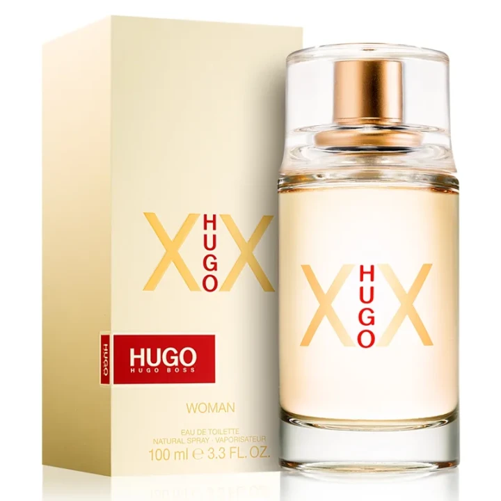 Hugo Boss XX – oryginalne perfumy damskie w złoto-transparentnym prostokątnym flakonie – zdjęcie produktu