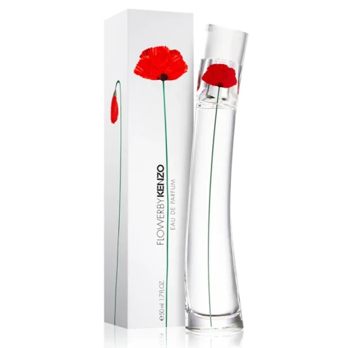 Kenzo Flower – oryginalne perfumy damskie w wysokim, transparentnym flakonie z czerwonym makiem – zdjęcie produktu