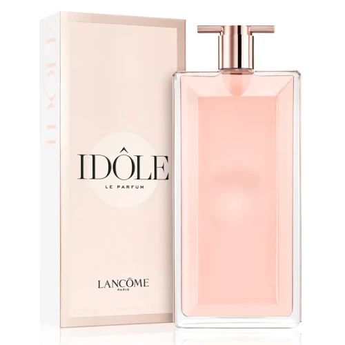 Lancôme Idôle – oryginalne perfumy damskie w ultracienkim, różowo-transparentnym prostokątnym flakonie ze złotymi akcentami – zdjęcie produktu