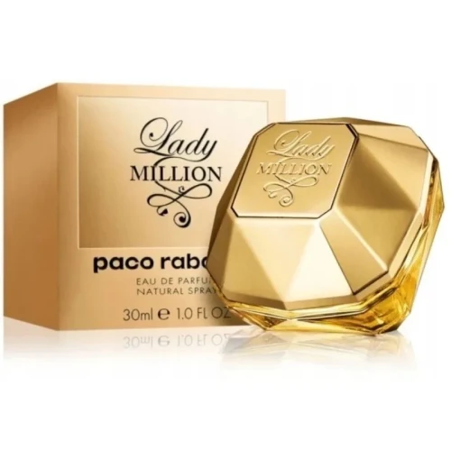 Paco Rabanne Lady Million – oryginalne perfumy damskie w złotym, diamentowym flakonie o wielokątnym szlifie – zdjęcie produktu