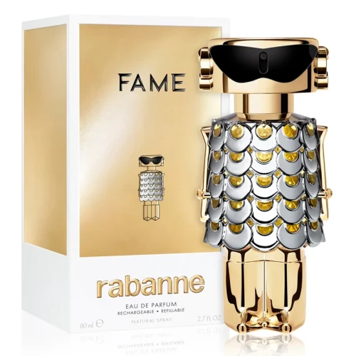 Paco Rabanne Fame – oryginalne perfumy damskie w złotym, biżuteryjnym flakonie w kształcie ikonicznej figurki z okularami – zdjęcie produktu