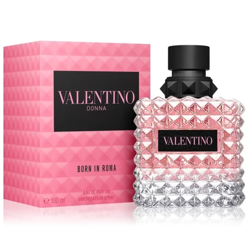 Valentino Donna Born in Roma – oryginalne perfumy damskie w różowo-transparentnym, nitowanym flakonie z czarną zatyczką – zdjęcie produktu