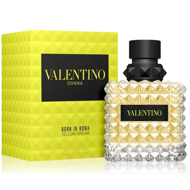 Valentino Donna Born in Roma Yellow Dream – oryginalne perfumy damskie w żółto-transparentnym, nitowanym flakonie z czarną zatyczką – zdjęcie produktu