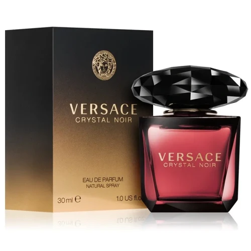 Versace Crystal Noir – oryginalne perfumy damskie w eleganckim, ciemno-fioletowo-czarnym flakonie o luksusowym połysku – zdjęcie produktu