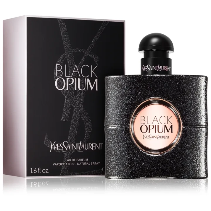 Yves Saint Laurent Black Opium – oryginalne perfumy damskie w czarnym, błyszczącym flakonie z różowym akcentem i metaliczną zatyczką – zdjęcie produktu