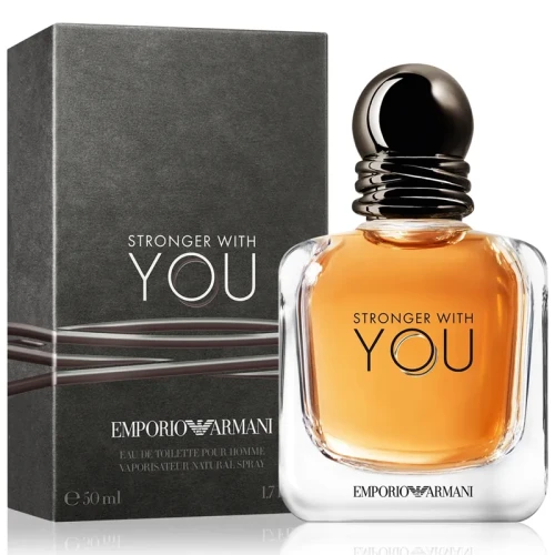 Giorgio Armani Stronger With You – oryginalne perfumy męskie w przezroczysto-bursztynowym flakonie z metalicznym korkiem – zdjęcie produktu