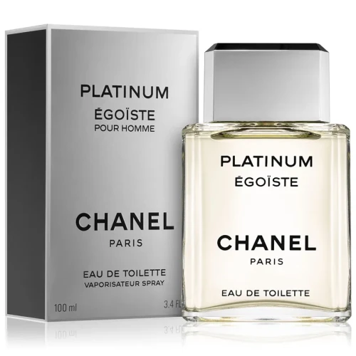 Chanel Égoïste Platinum – oryginalne perfumy męskie w minimalistycznym, srebrno-transparentnym prostokątnym flakonie o eleganckim designie – zdjęcie produktu