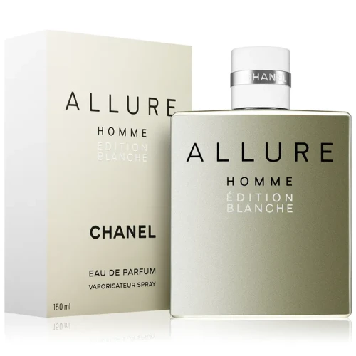 Chanel Allure Homme Édition Blanche – oryginalne perfumy męskie w eleganckim, białym prostokątnym flakonie o minimalistycznym designie – zdjęcie produktu