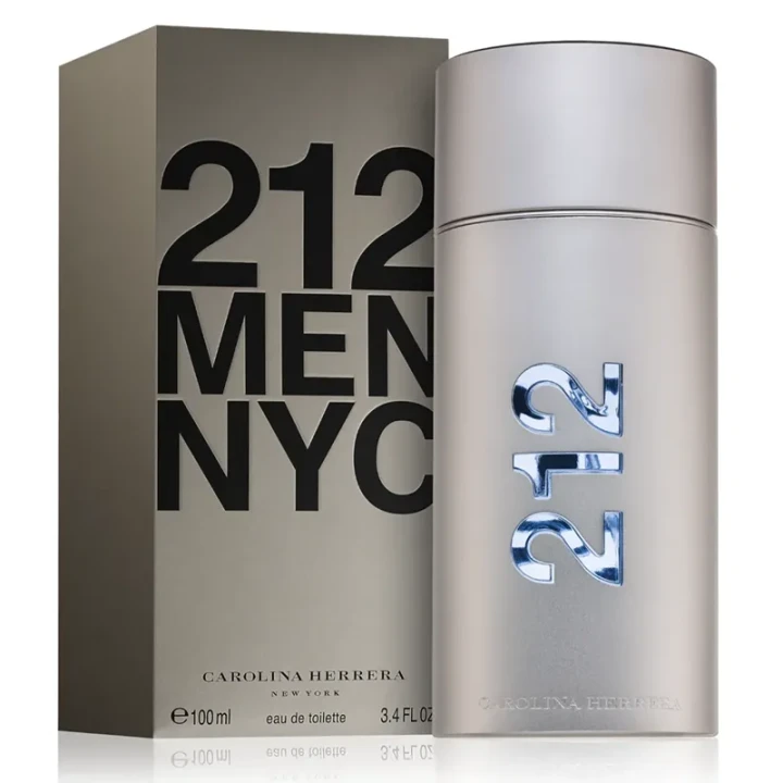 Carolina Herrera 212 Men – oryginalne perfumy męskie w nowoczesnym, metaliczno-srebrnym cylindrycznym flakonie – zdjęcie produktu