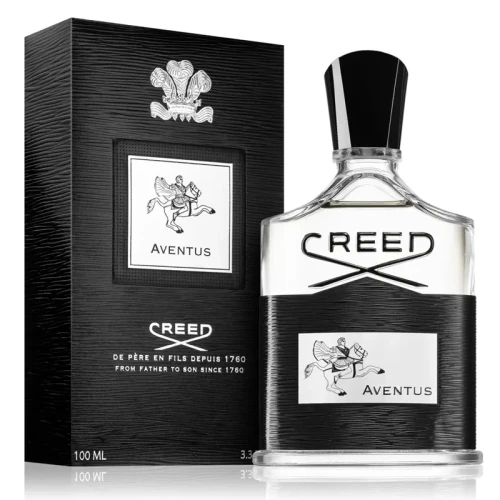 Creed Aventus – oryginalne perfumy męskie w eleganckim, czarno-srebrnym flakonie z metaliczną etykietą – zdjęcie produktu