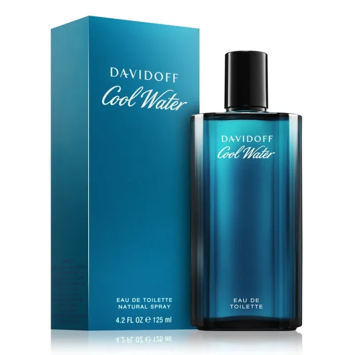 Davidoff Cool Water – oryginalne perfumy męskie w smukłym, niebiesko-transparentnym flakonie o klasycznym designie – zdjęcie produktu