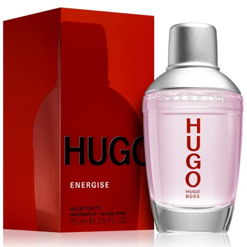 Hugo Boss Hugo Energise – oryginalne perfumy męskie w nowoczesnym, przezroczystym flakonie z czerwonymi akcentami i metalową zatyczką – zdjęcie produktu