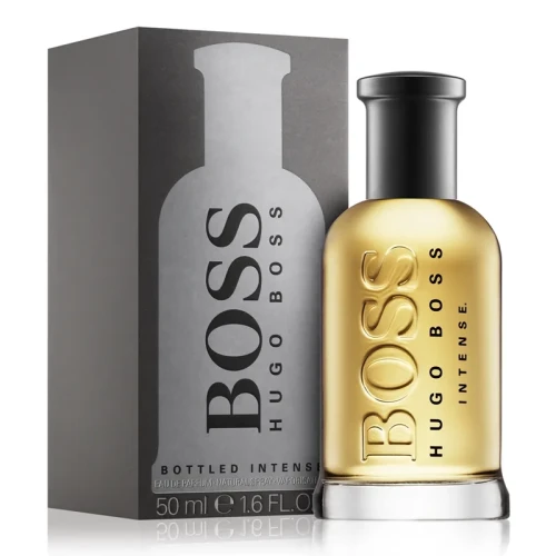Hugo Boss Bottled Intense – oryginalne perfumy męskie w ciemno-bursztynowym, cylindrycznym flakonie o eleganckim designie – zdjęcie produktu