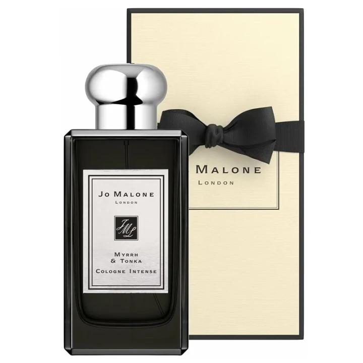 Jo Malone Myrrh &amp; Tonka – oryginalne perfumy unisex w eleganckim, transparentnym prostokątnym flakonie z czarną zatyczką i minimalistyczną etykietą – zdjęcie produktu