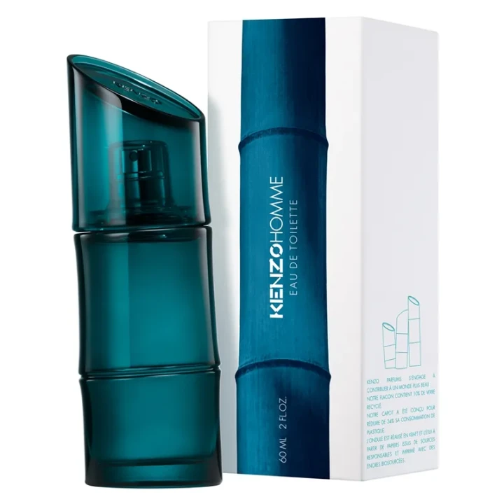 Kenzo Pour Homme – oryginalne perfumy męskie w smukłym, granatowo-niebieskim flakonie inspirowanym bambusem – zdjęcie produktu