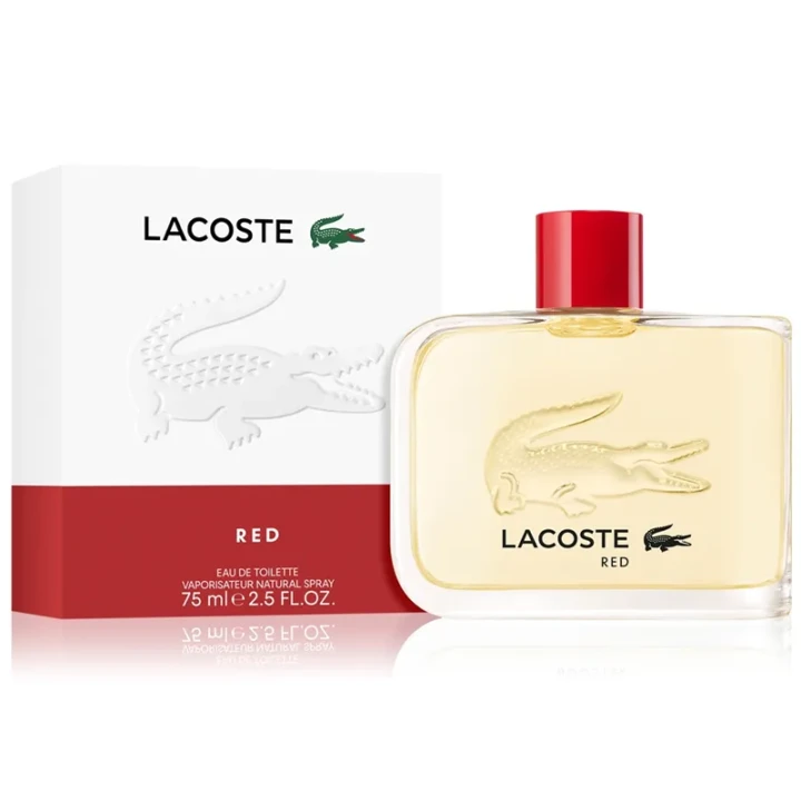 Lacoste Red (Style in Play) – oryginalne perfumy męskie w intensywnie czerwonym, prostokątnym flakonie o sportowym designie – zdjęcie produktu
