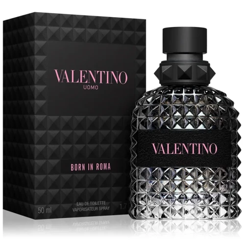 Valentino Uomo Born In Roma – oryginalne perfumy męskie w charakterystycznym, czarnym nitowanym flakonie o nowoczesnym, luksusowym designie – zdjęcie produktu