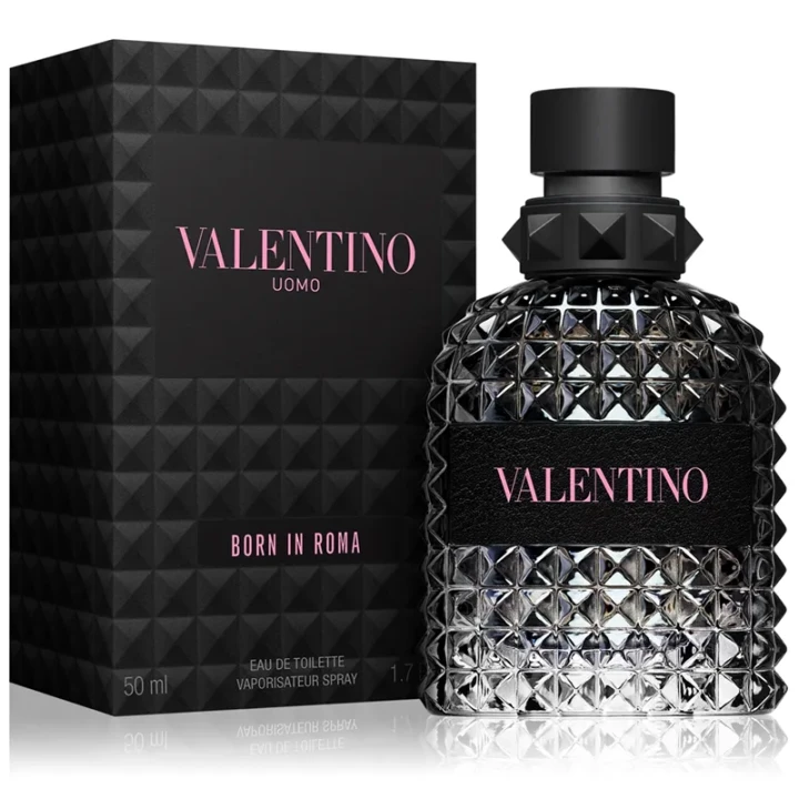 Valentino Uomo Born In Roma – oryginalne perfumy męskie w charakterystycznym, czarnym nitowanym flakonie o nowoczesnym, luksusowym designie – zdjęcie produktu