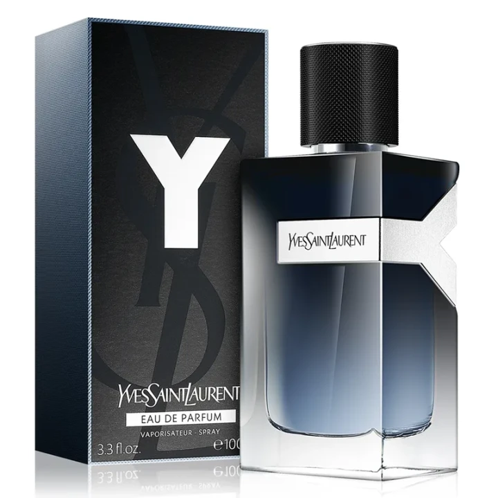 Yves Saint Laurent Y – oryginalne perfumy męskie w eleganckim, transparentnym flakonie z metalicznym logo Y i czarną zatyczką – zdjęcie produktu
