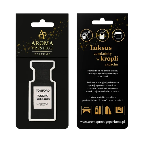Intensywna zawieszka zapachowa inspirowana Fucking Fabulous. Skórzano-migdałowy zapach unisex do auta i garderoby. Sprawdź w Aroma Prestige!