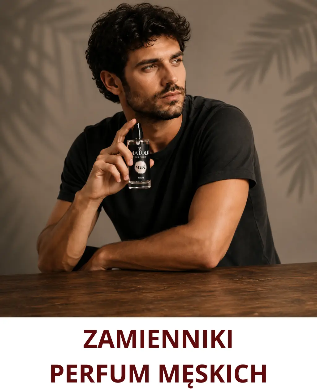 Zamienniki perfum męskich MAIOLLI – trwałe perfumy inspirowane, elegancki flakon 50 ml w dłoni, męski zapach o wysokiej trwałości