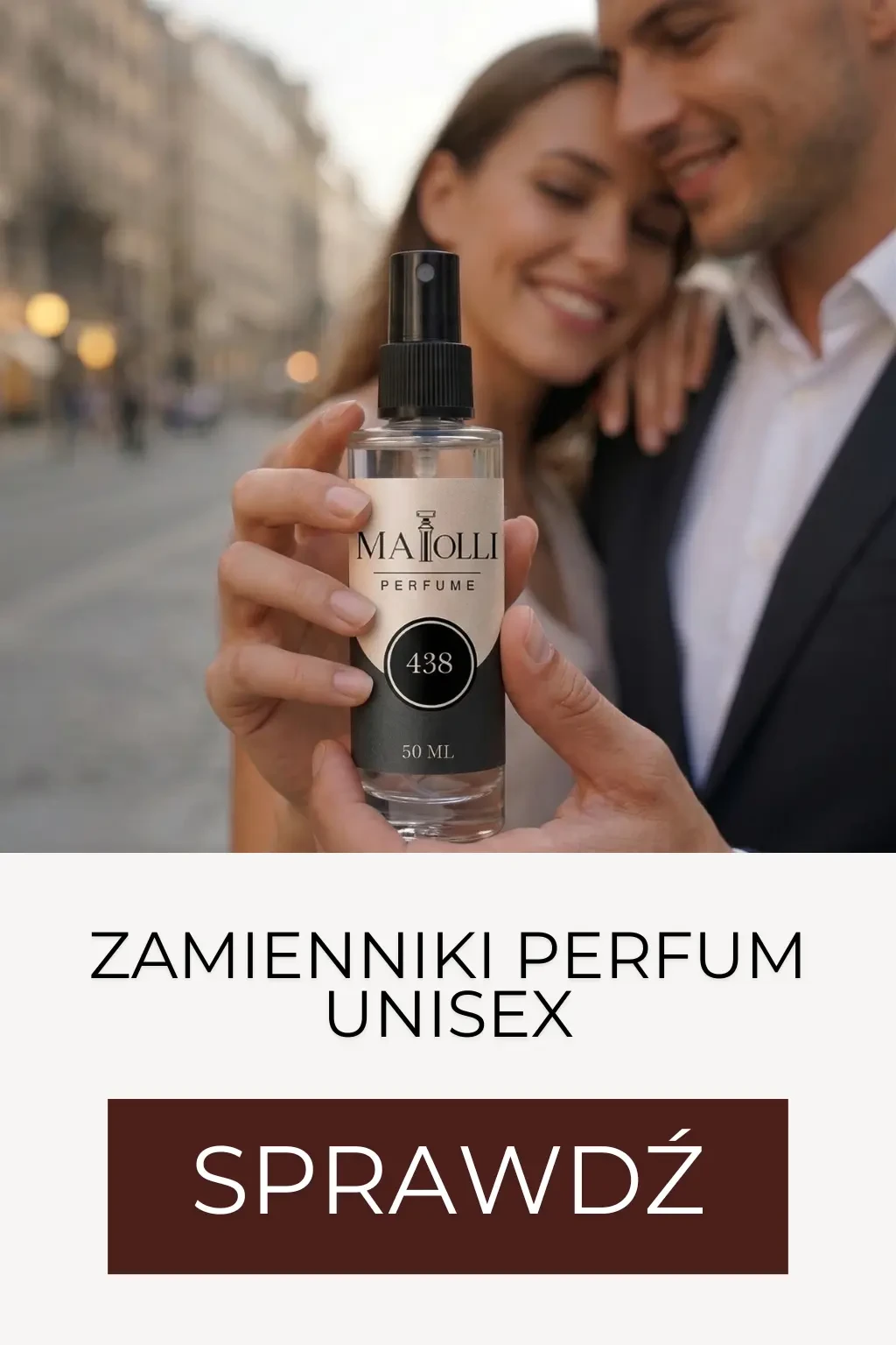 Zamienniki perfum męskich – elegancki flakon inspirowanego zapachu prezentowany przez modela